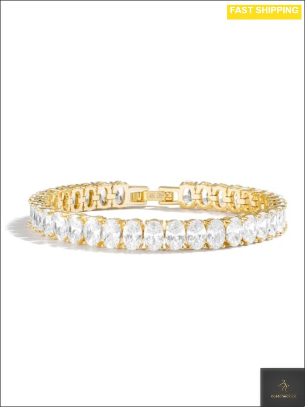 14K Gold Filled Tennis Bracelet Oval Zircon 6.5 Inch